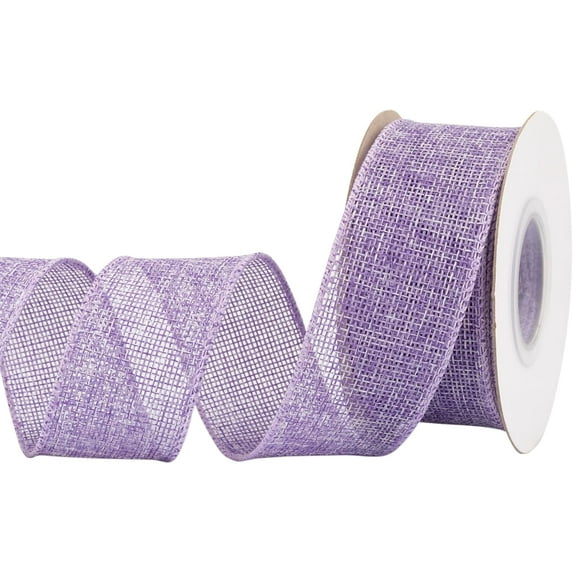 Joycrosso Burlap Wired Edge Ribbon 1.5 inch x 10 Yards, Lt. Purple, Ideal for Crafting, Gift Wrapping, Wreath, Christmas Tree, and Rustic Wedding Decorations