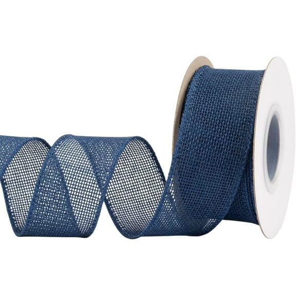 Joycrosso Burlap Wired Edge Ribbon 1.5 inch x 10 Yards, Navy, Ideal for Crafting, Gift Wrapping, Wreath, Christmas Tree, and Rustic Wedding Decorations