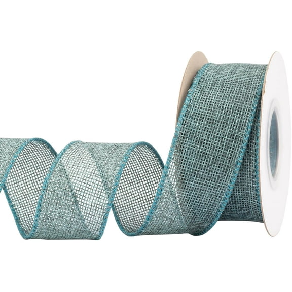 Joycrosso Burlap Wired Edge Ribbon 1.5 inch x 10 Yards, Teal, Ideal for Crafting, Gift Wrapping, Wreath, Christmas Tree, and Rustic Wedding Decorations