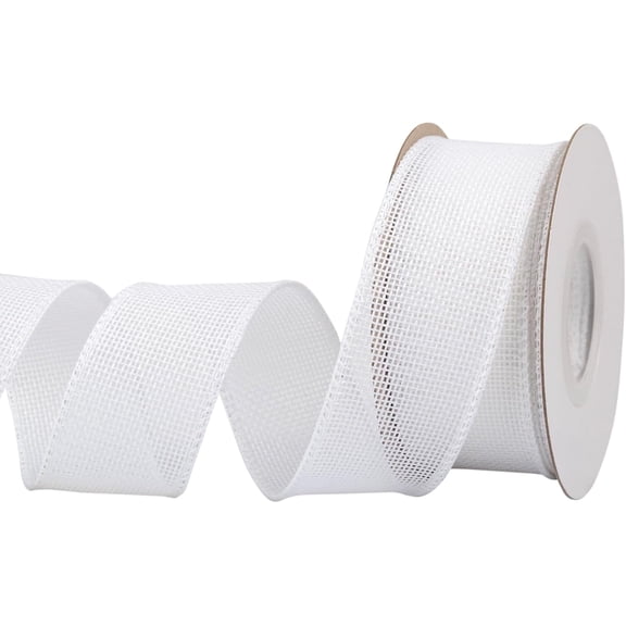 Joycrosso Burlap Wired Edge Ribbon 1.5 inch x 10 Yards, White, Ideal for Crafting, Gift Wrapping, Wreath, Christmas Tree, and Rustic Wedding Decorations