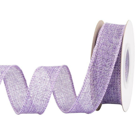Joycrosso Burlap Wired Edge Ribbon 1 inch x 10 Yards, Lt. Purple, Ideal for Crafting, Gift Wrapping, Wreath, Christmas Tree, and Rustic Wedding Decorations