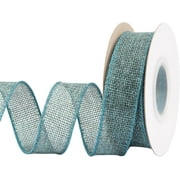 Joycrosso Burlap Wired Edge Ribbon 1 inch x 10 Yards, Teal, Ideal for Crafting, Gift Wrapping, Wreath, Christmas Tree, and Rustic Wedding Decorations