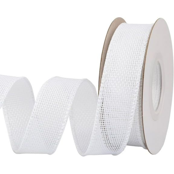 Joycrosso Burlap Wired Edge Ribbon 1 inch x 10 Yards, White, Ideal for Crafting, Gift Wrapping, Wreath, Christmas Tree, and Rustic Wedding Decorations
