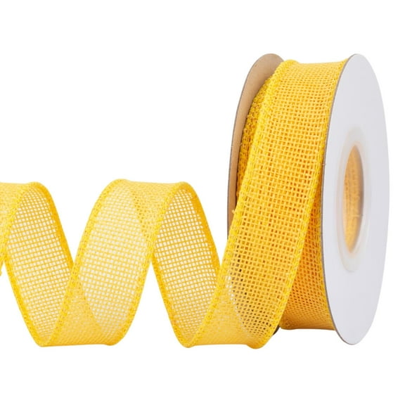 Joycrosso Burlap Wired Edge Ribbon 1 inch x 10 Yards, Yellow, Ideal for Crafting, Gift Wrapping, Wreath, Christmas Tree, and Rustic Wedding Decorations