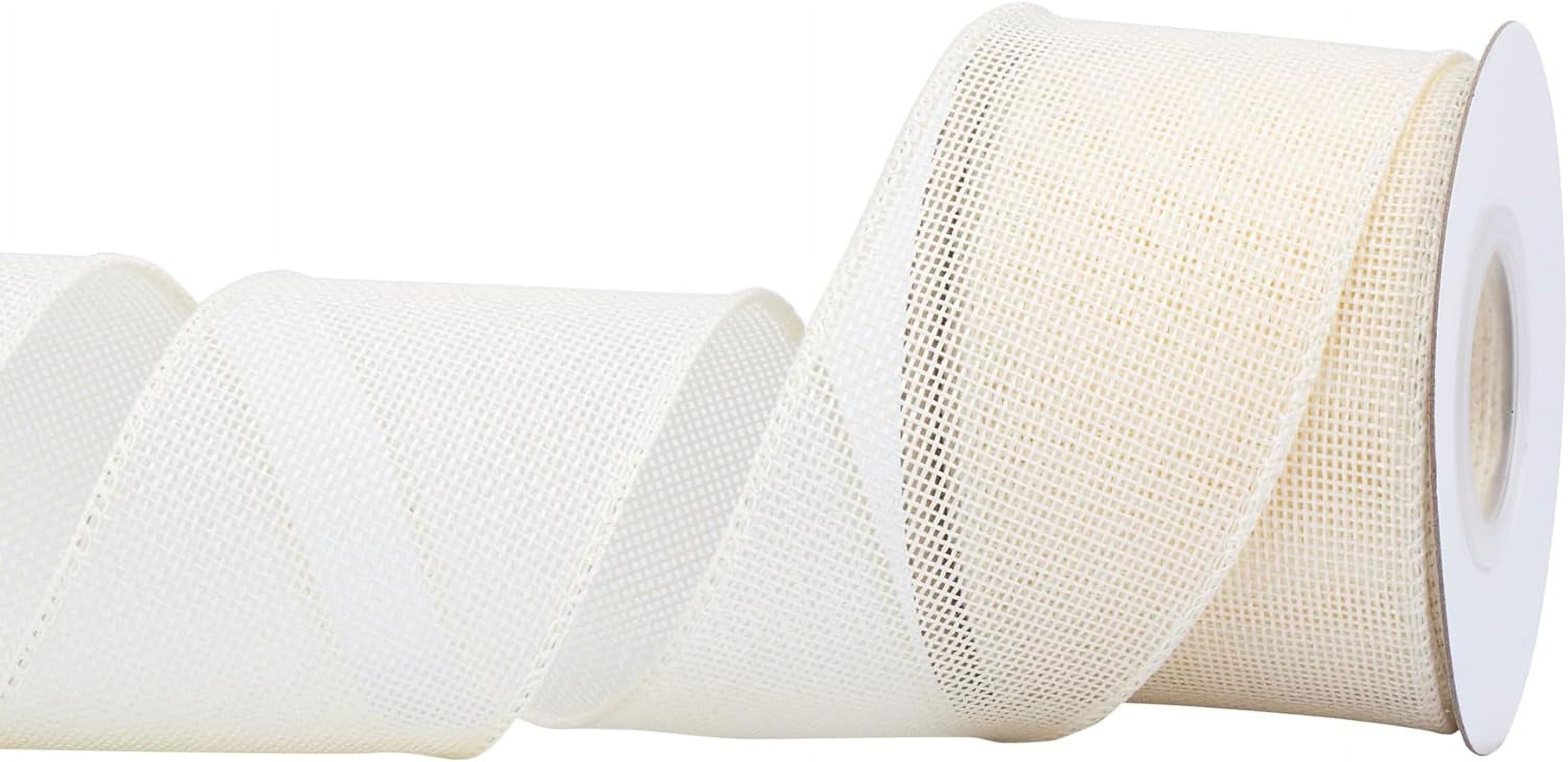 Joycrosso Burlap Wired Edge Ribbon 2.5 inch x 10 Yards, Ivory, Ideal