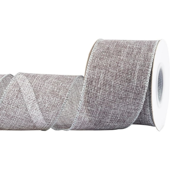 Joycrosso Burlap Wired Edge Ribbon 2.5 inch x 10 Yards, Metal Grey, Ideal for Crafting, Gift Wrapping, Wreath, Christmas Tree, and Rustic Wedding Decorations