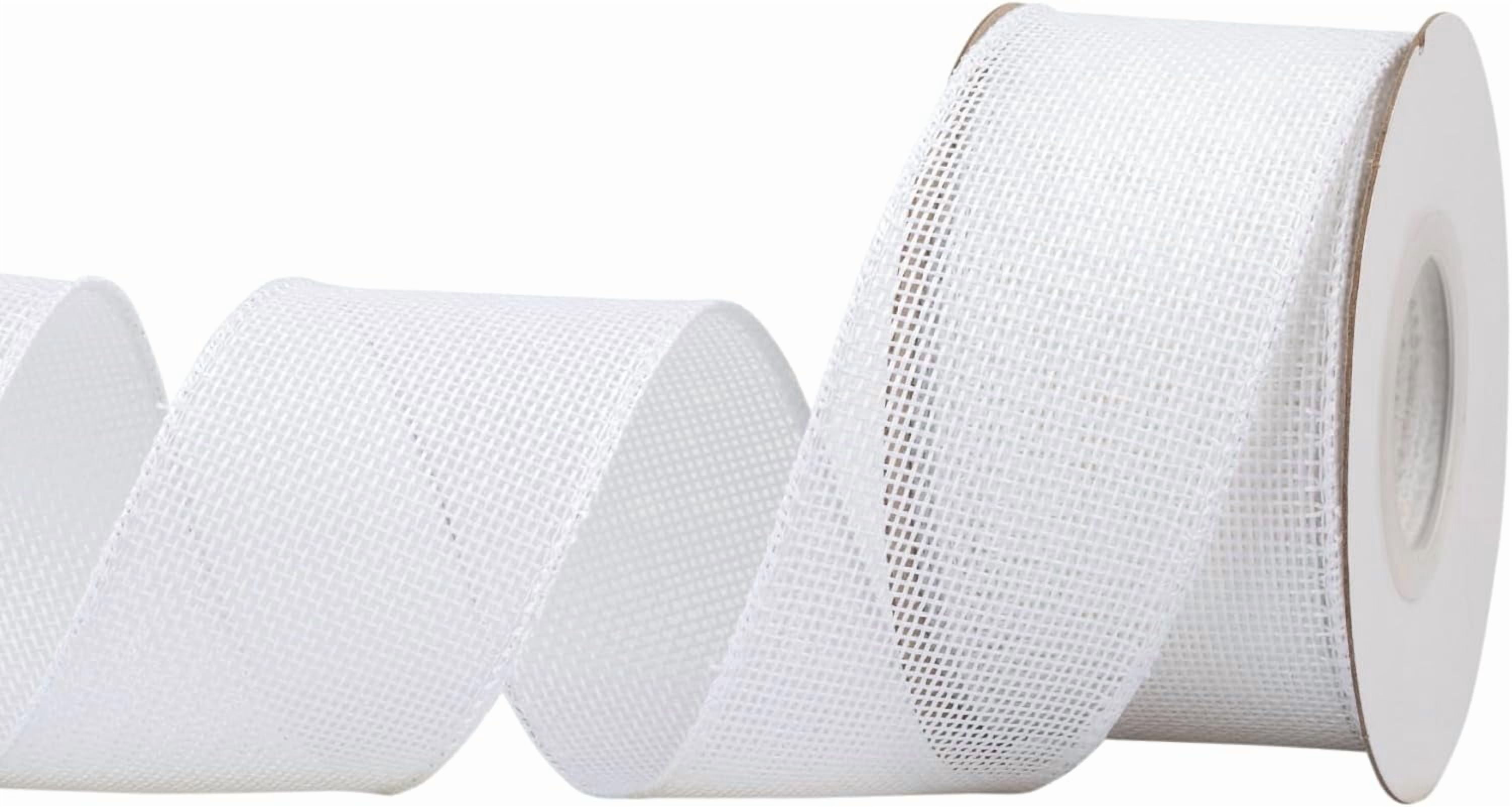 Joycrosso Burlap Wired Edge Ribbon 2 inch x 10 Yards, White, Ideal for ...