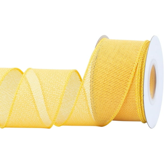 Joycrosso Burlap Wired Edge Ribbon 2 inch x 10 Yards, Yellow, Ideal for Crafting, Gift Wrapping, Wreath, Christmas Tree, and Rustic Wedding Decorations