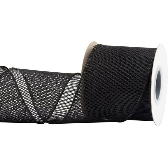 Joycrosso Burlap Wired Edge Ribbon 3 inch x 10 Yards, Black, Ideal for Crafting, Gift Wrapping, Wreath, Christmas Tree, and Rustic Wedding Decorations