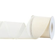 Joycrosso Burlap Wired Edge Ribbon 3 inch x 10 Yards, Ivory, Ideal for Crafting, Gift Wrapping, Wreath, Christmas Tree, and Rustic Wedding Decorations