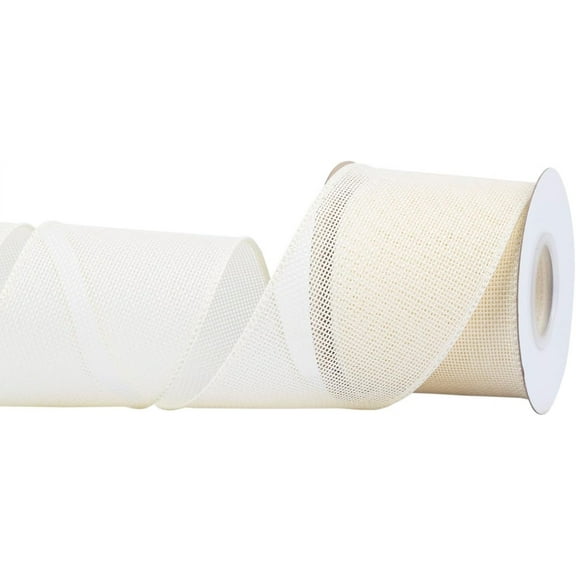Joycrosso Burlap Wired Edge Ribbon 3 inch x 10 Yards, Ivory, Ideal for Crafting, Gift Wrapping, Wreath, Christmas Tree, and Rustic Wedding Decorations
