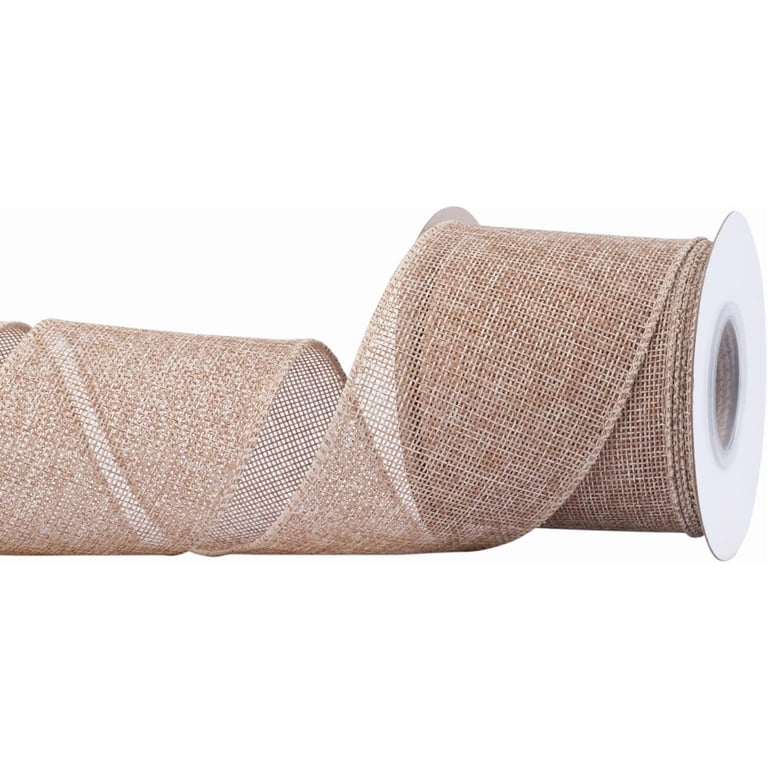 Joycrosso Burlap Wired Edge Ribbon 3 inch x 10 Yards, Natural, Ideal ...