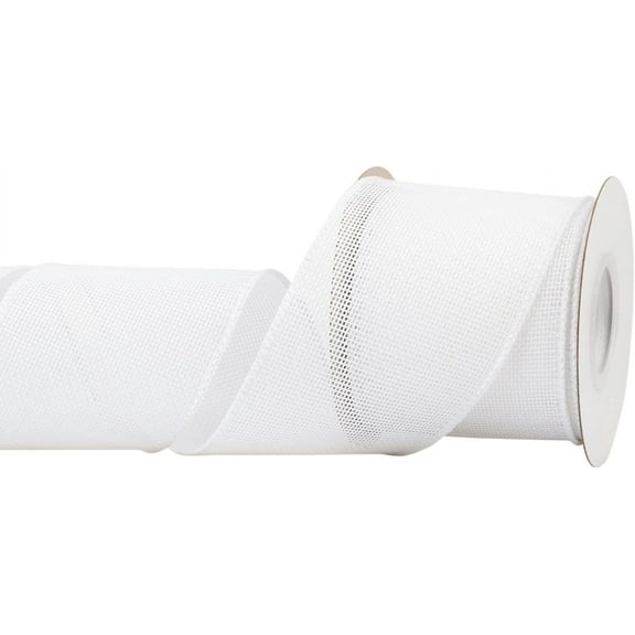 Joycrosso Burlap Wired Edge Ribbon 3 inch x 10 Yards, White, Ideal for Crafting, Gift Wrapping, Wreath, Christmas Tree, and Rustic Wedding Decorations