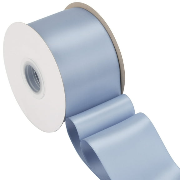 Joycrosso French Blue Ribbon 3 Inch Wide Thick Fabric Ribbon, 50 Yards Double Faced Satin for Chair Sash Bows Making Bouquet Sewing Christmas Decoration