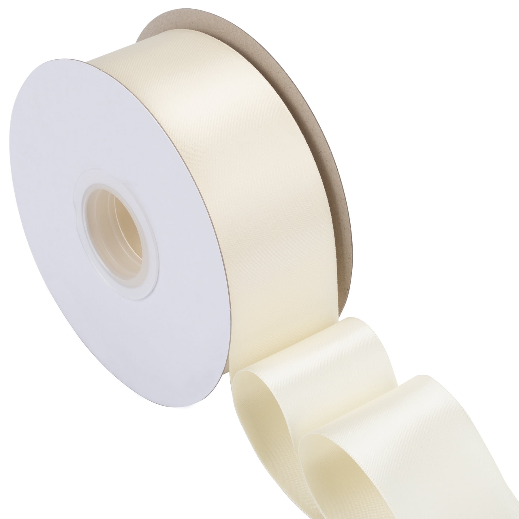 Joycrosso Ivory Ribbon 2 Inch Wide Thick Fabric Ribbon, 50 Yards Double ...