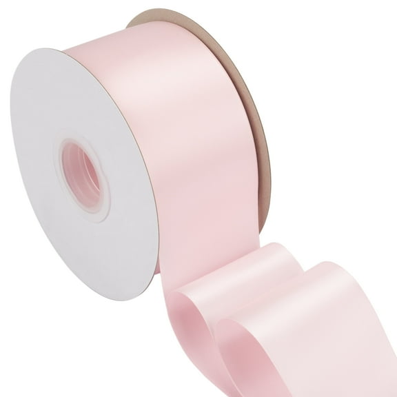 Joycrosso Lt. Pink Ribbon 2 1/2 Inch Wide Thick Fabric Ribbon, 50 Yards Double Faced Satin for Gift Wrapping Floral Bouquets Wedding Party Decoration