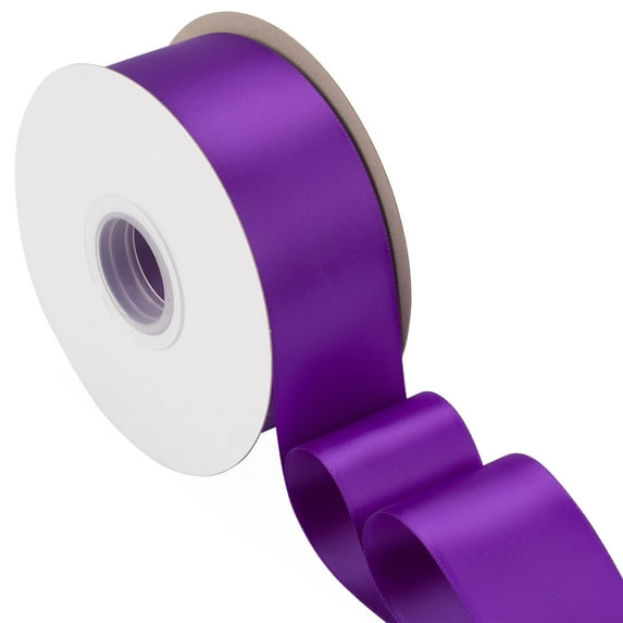 Joycrosso Purple Ribbon 2 Inch Wide Thick Fabric Ribbon, 50 Yards Double Faced Satin for Gift Wrapping Floral Bouquets Wedding Party Decoration