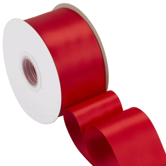 Joycrosso Red Ribbon 2 1/2 Inch Wide Thick Fabric Ribbon, 50 Yards Double Faced Satin for Gift Wrapping Floral Bouquets Wedding Party Decoration