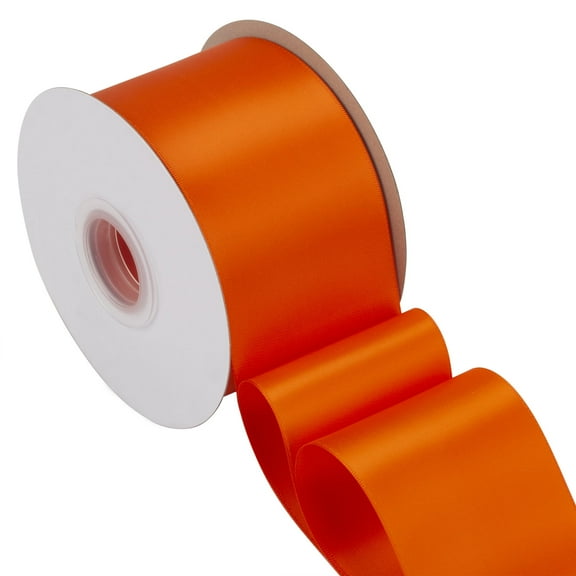 Joycrosso Torrid Orange Ribbon 3 Inch Wide Thick Fabric Ribbon, 50 Yards Double Faced Satin for Chair Sash Bows Making Bouquet Sewing Christmas Decoration