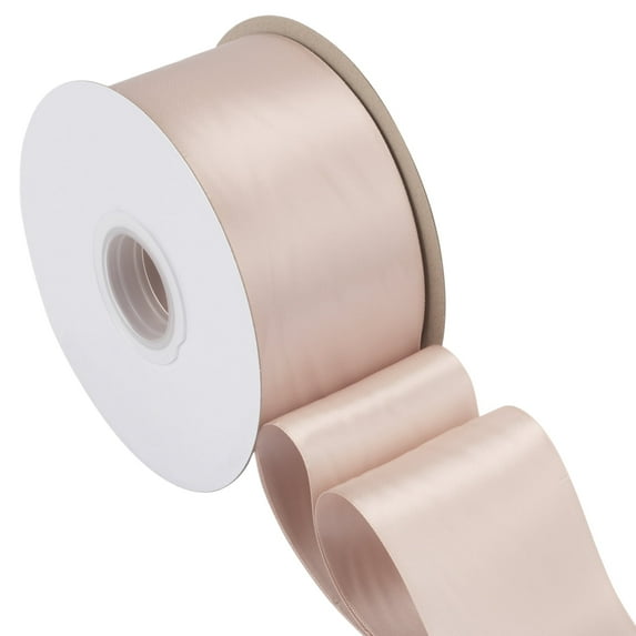Joycrosso Vanilla Ribbon 2 1/2 Inch Wide Thick Fabric Ribbon, 50 Yards Double Faced Satin for Gift Wrapping Floral Bouquets Wedding Party Decoration