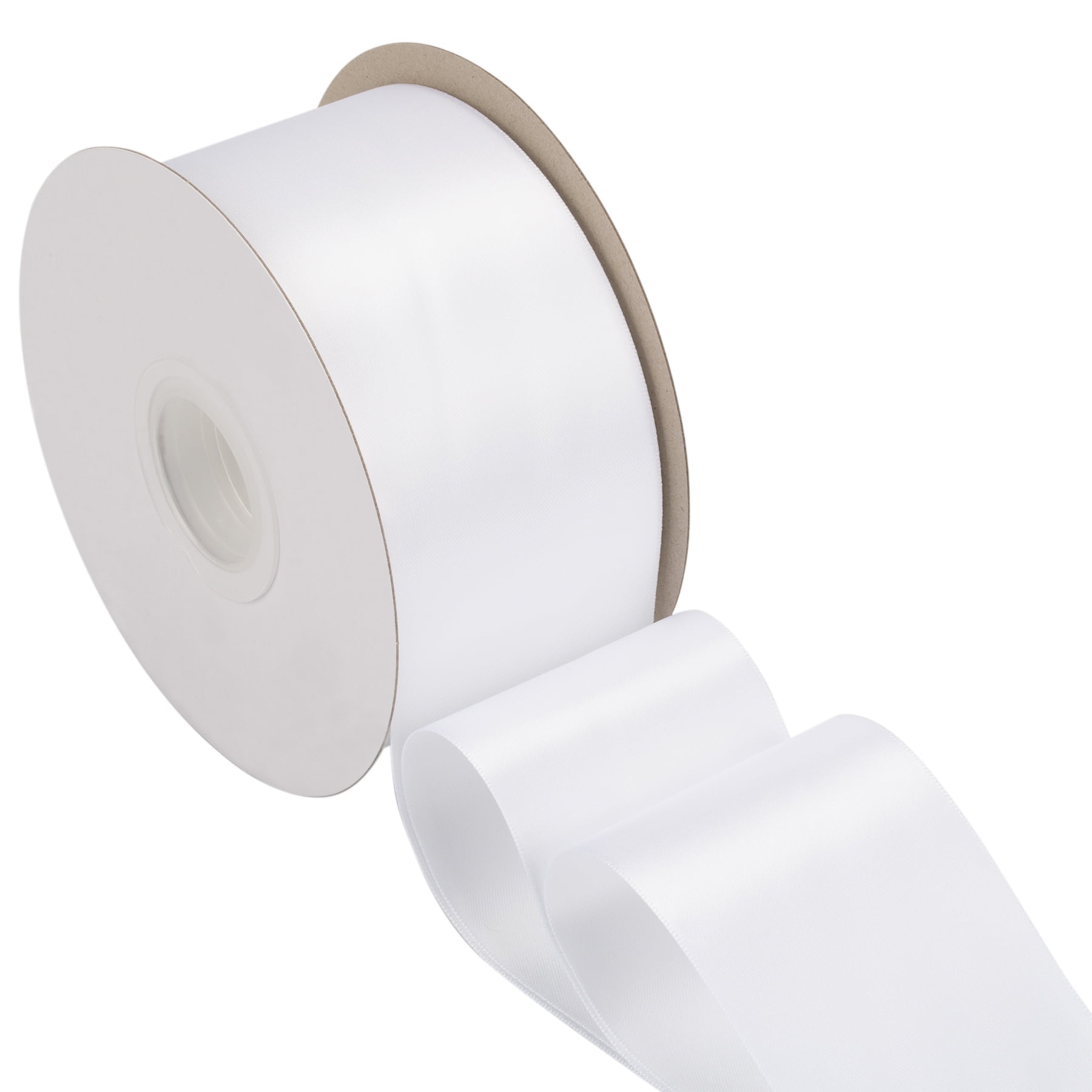 White Ruffle Ribbon Wide Joycrosso White Ribbon 2 1/2 Inch Wide Thick Fabric Ribbon, 50 Yards ...