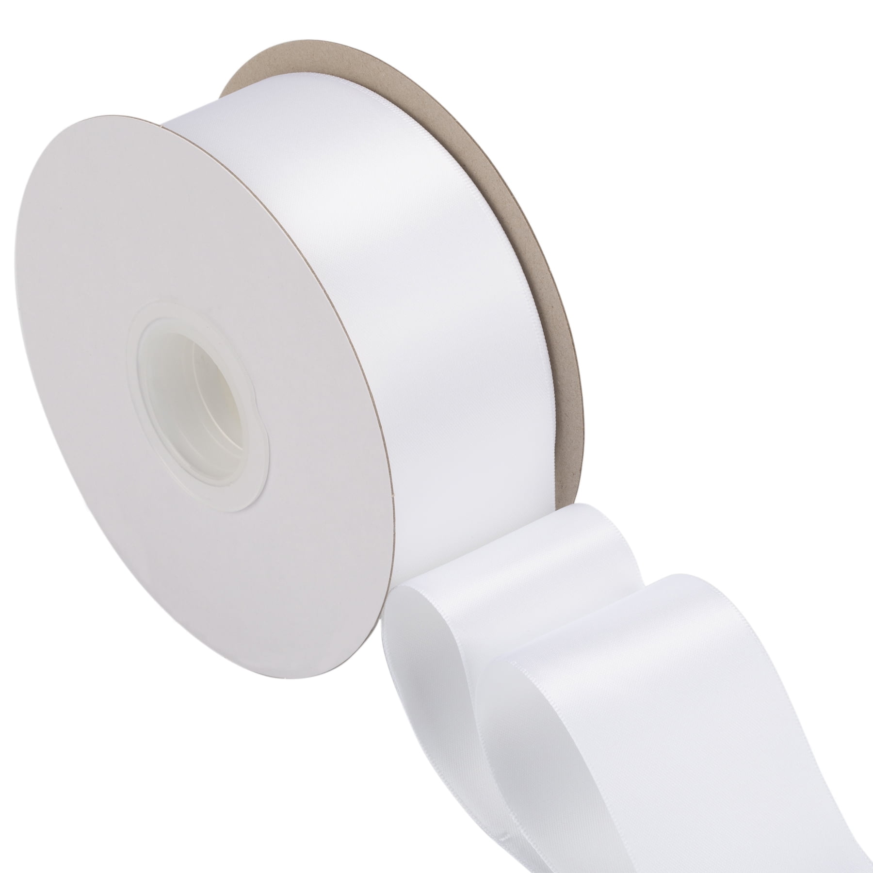 Joycrosso White Ribbon 2 Inch Wide Thick Fabric Ribbon, 50 Yards Double ...