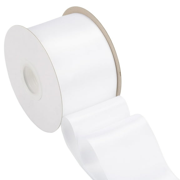 Joycrosso White Ribbon 3 Inch Wide Thick Fabric Ribbon, 50 Yards Double Faced Satin for Chair Sash Bows Making Bouquet Sewing Christmas Decoration