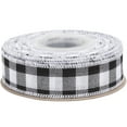 thumbnail image 1 of Joycrosso Wired-Edge Checkered Burlap Ribbon, 1 Inch x 10 Yard, Black/White, Buffalo Plaid Ribbon for Gift wrapping, Christmas Decorations, Wreaths, Big Bows, Rustic Farmhouse Holiday Decoration, 1 of 6