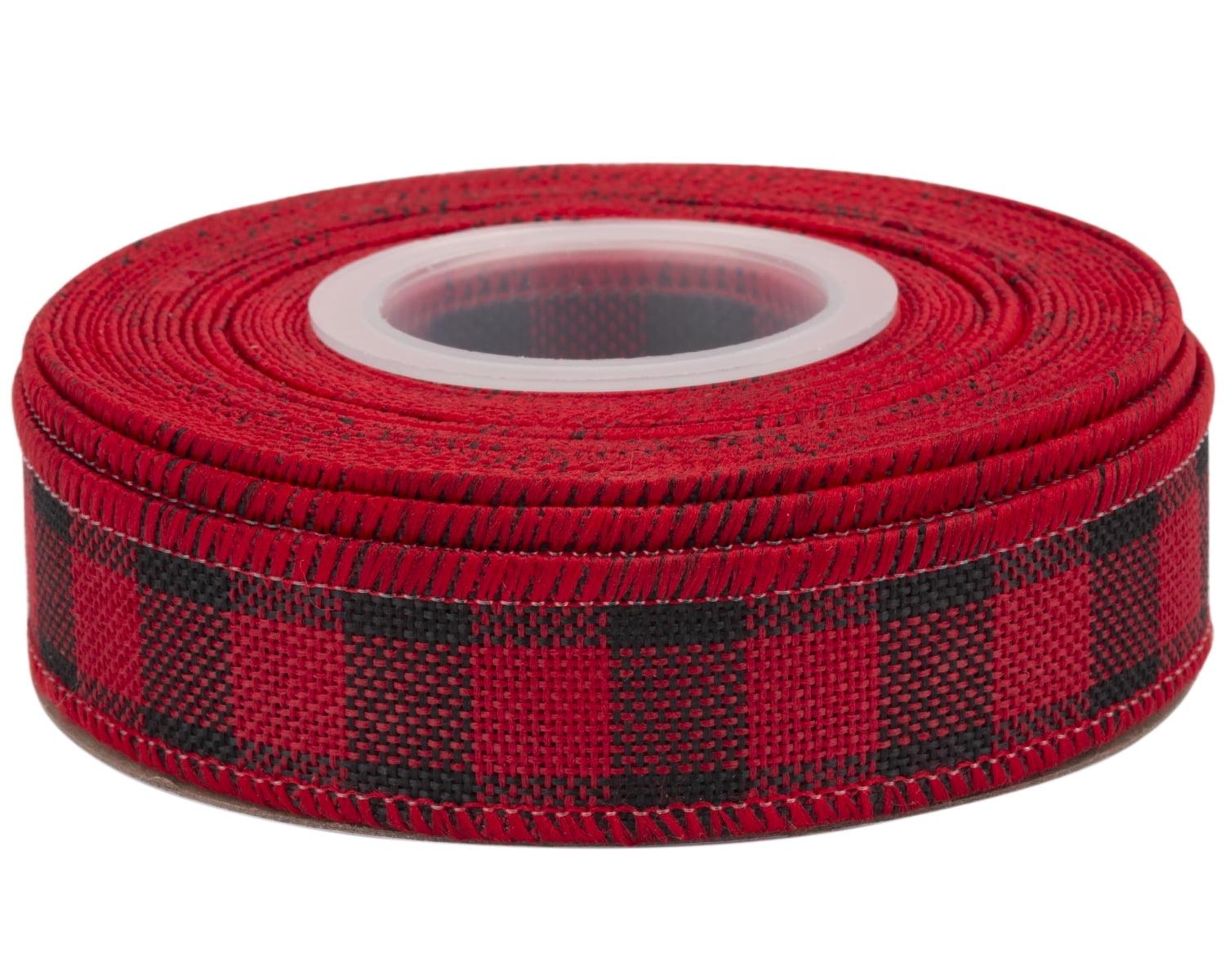 Joycrosso Wired-Edge Checkered Burlap Ribbon, 1 Inch x 10 Yard, Red ...