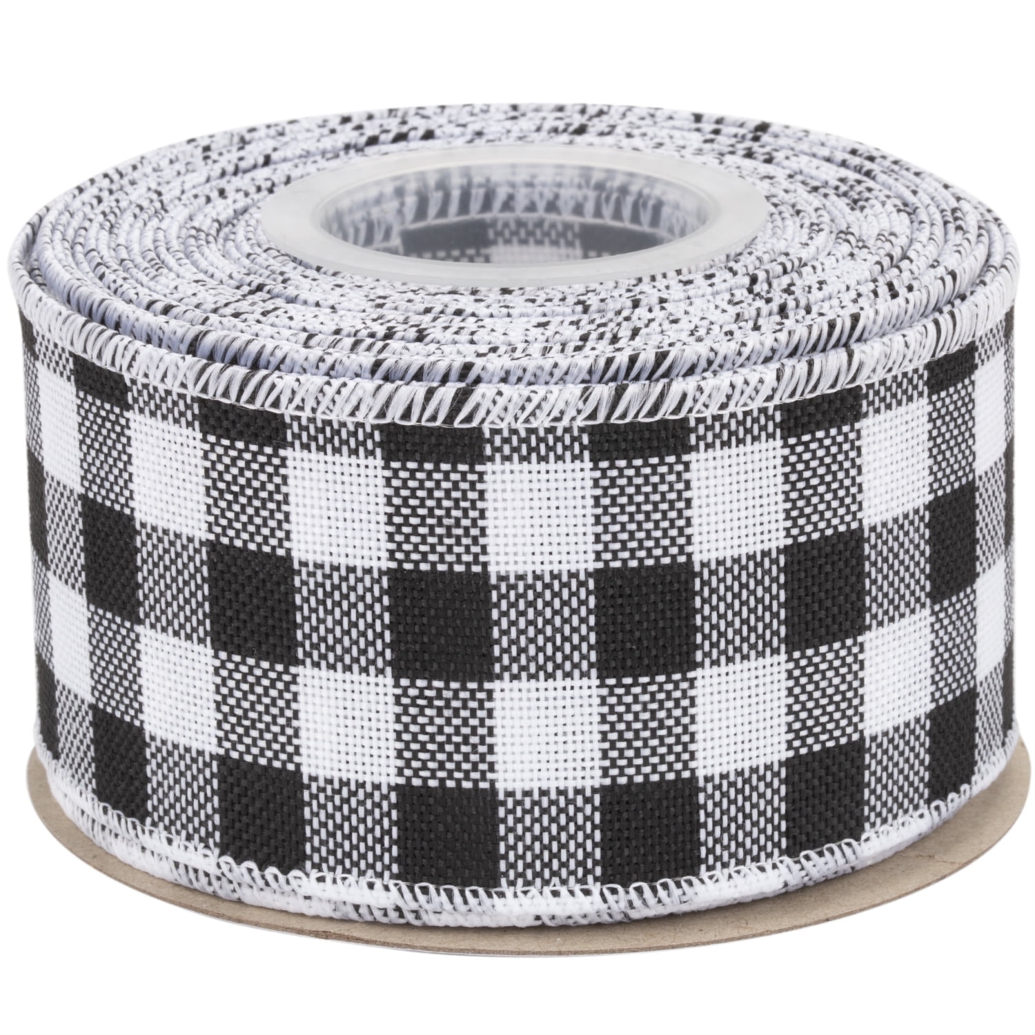 Joycrosso Wired-Edge Checkered Burlap Ribbon, 2 Inch x 10 Yard, Black ...