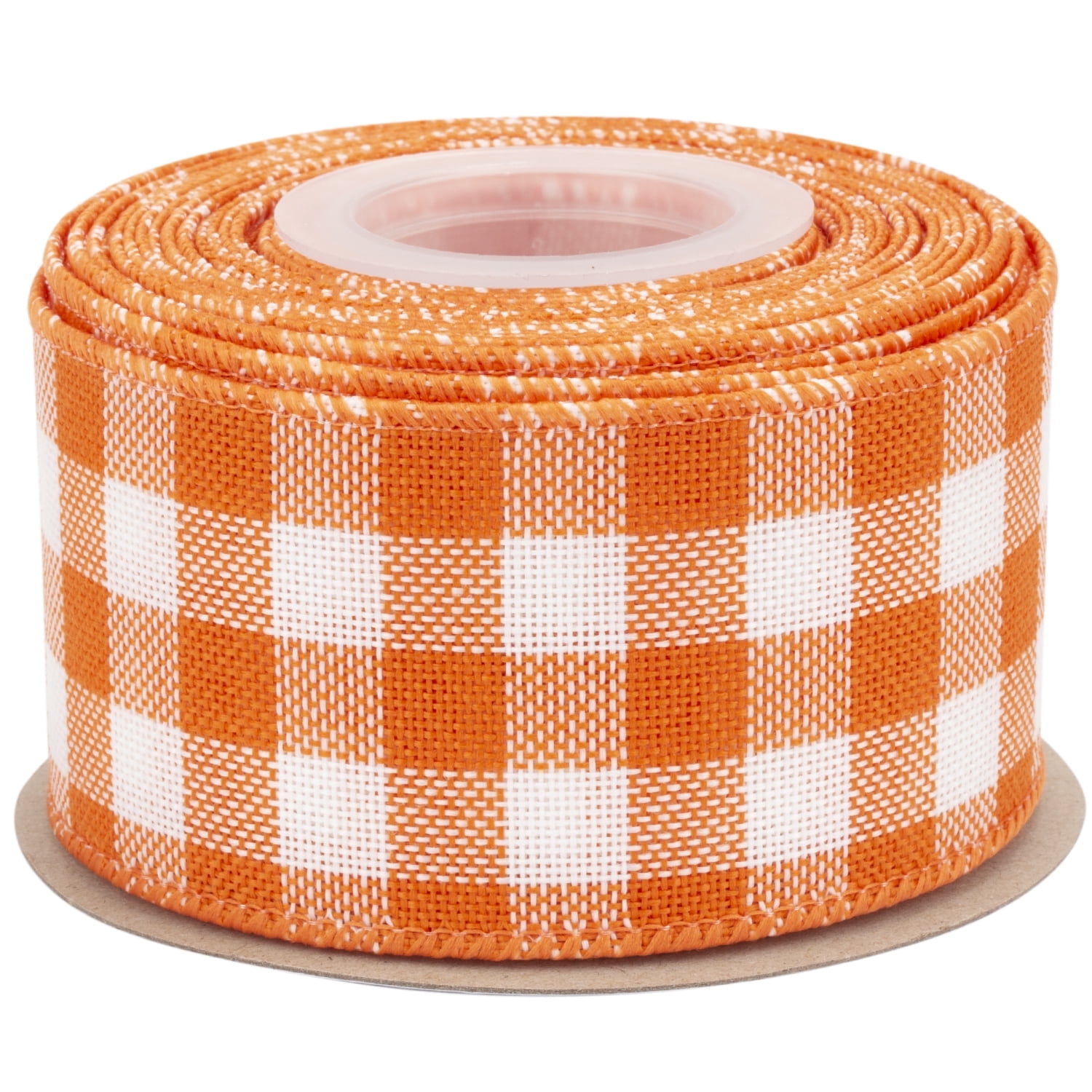 Joycrosso Wired-Edge Checkered Burlap Ribbon, 2 Inch x 10 Yard, Orange ...