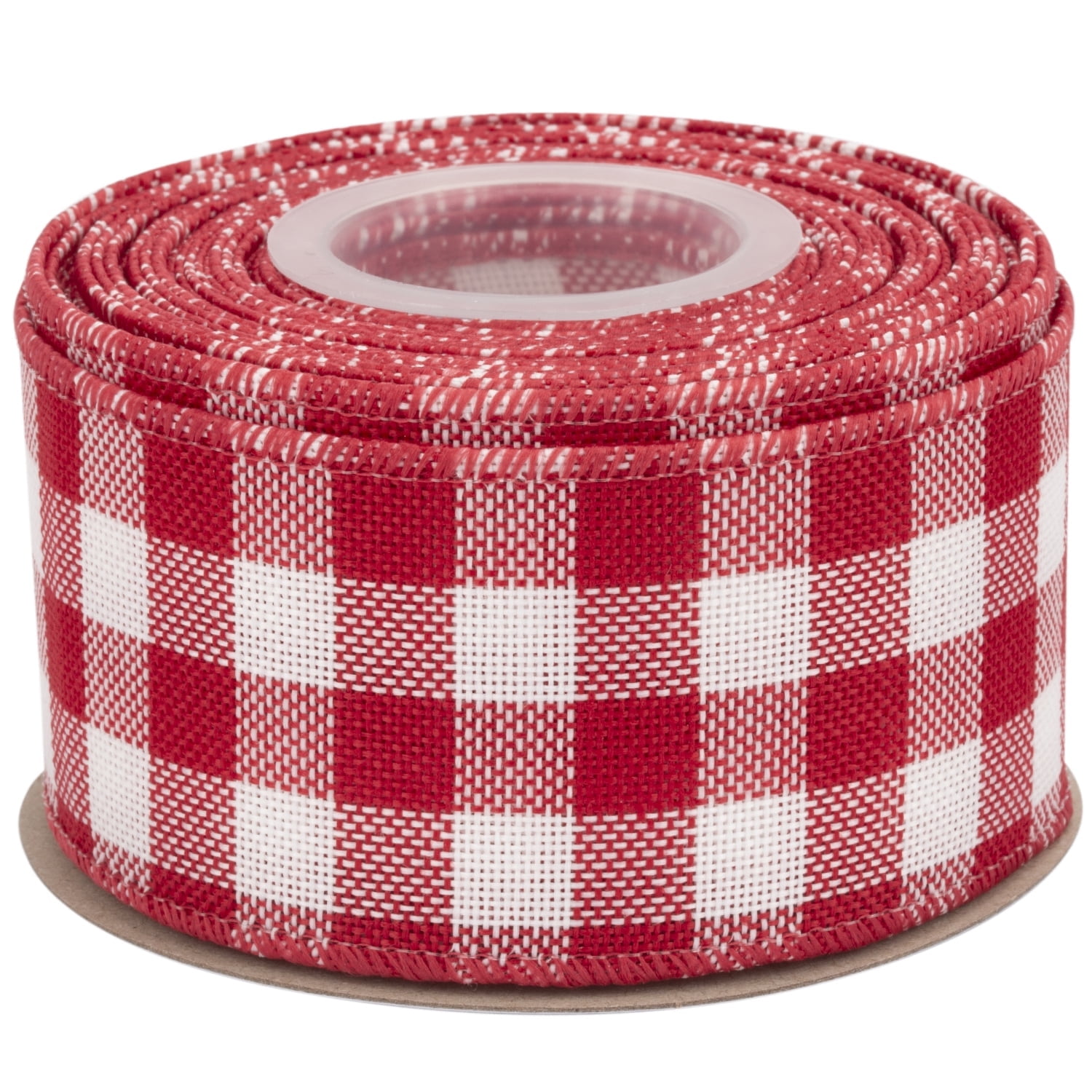 Joycrosso Wired-Edge Checkered Burlap Ribbon, 2 Inch x 10 Yard, Red ...