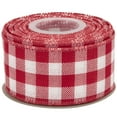 thumbnail image 1 of Joycrosso Wired-Edge Checkered Burlap Ribbon, 2 Inch x 10 Yard, Red/White, Buffalo Plaid Ribbon for Gift wrapping, Christmas Decorations, Wreaths, Big Bows, Rustic Farmhouse Holiday Decoration, 1 of 6