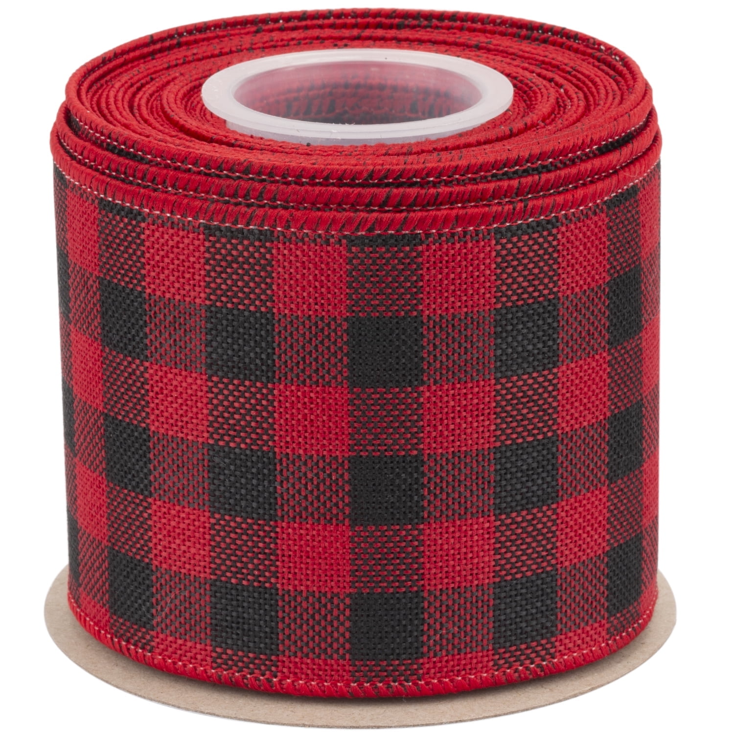 Joycrosso Wired-Edge Checkered Burlap Ribbon, 3 Inch x 10 Yard, Red ...