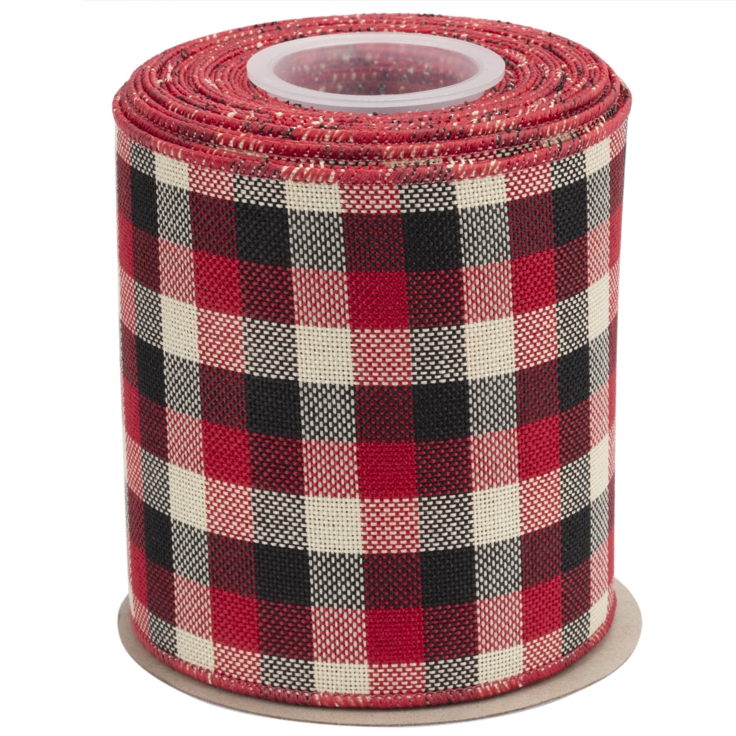 Joycrosso Wired-Edge Checkered Burlap Ribbon, 4 Inch x 10 Yard, Red ...