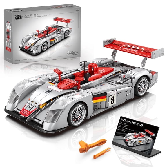 Joycrown R8 Model Car Building Kit, 1:10 Scale, Adult Collectible Decoration, the Perfect Gift for Racing Fans Age 14+, Silver (2426+pcs)