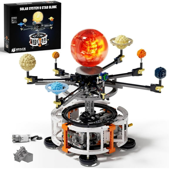 Joycrown Solar System Building Set with Light, Rotatable STEM Educational Toys with 8 Planets, Electric Manual Mode Spinning Space Toys for Astronomy Learning, Gift for Boys Girls Age 6-12(1282pcs)