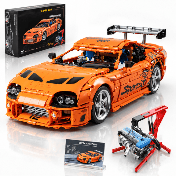 Joycrown Supra A80 1:8 Scale Large Model Car Building Kit, Collectible Sports Car Model for Adults and Teens 14+, Display Model Toy, Orange(4508+PCS)