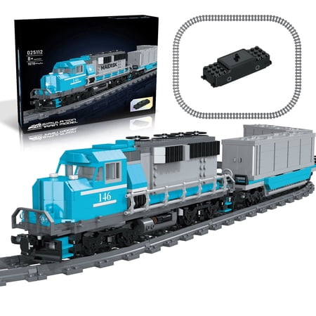 Joycrown Train Building Block Set, Freight Cargo Internal Combustion Locomotive Model Building Toys with 32 Rails and Rechargeable Motor, Gift for Kids Adult Age 8+ (1078 Pieces)