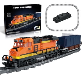 Joycrown Train Building Block Set, Freight Cargo Train, with Rechargeable Motorized Working Head, 2 Coaches and 32 Tracks, Gift for Boys&Girls Teens Age12-16 (1065 Pieces)