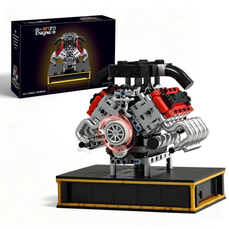 Joycrown V8 Engine Building Set, Build Your Own Mini V8 Model Engine Kit That Run with Battery and Motor, 8-Cylinder Car Model Engine Building Toys for Adults Kids Age 14+ (1079PCS)