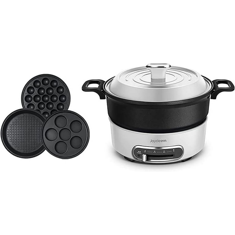 Joydeem 4 in 1 Multifunctional Cooking Pot Compact Hot Plate for Hot Pot Indoor Grill and Takoyaki Suitable for 3~5 People Multi Temperature Control