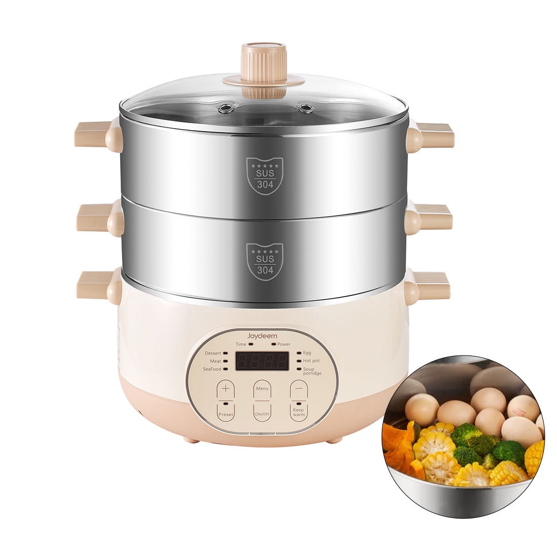 Joydeem 15L Stainless Steel 2-Tier Electric Food Steamer