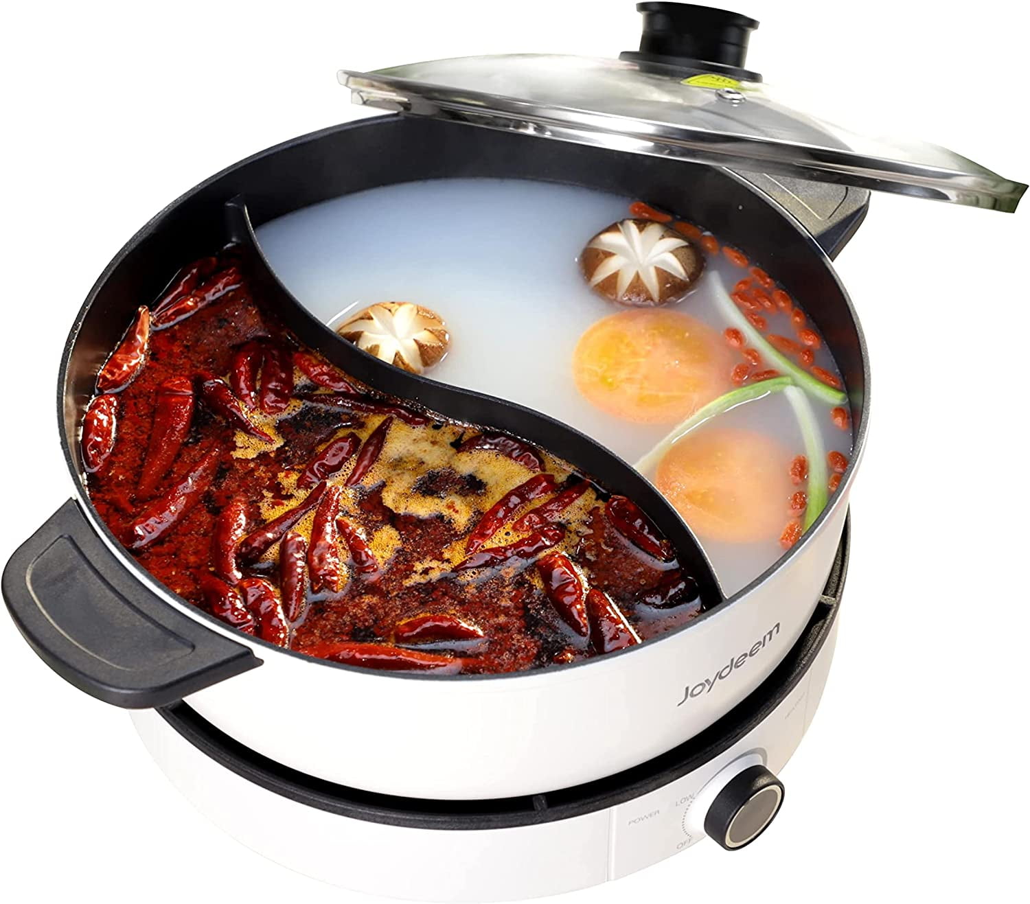 Joydeem Electric Hot Pot with Divider Large Shabu Shabu Hotpot Pot