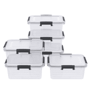 Joyeen 10 Liter Airtight Plastic Storage Bin with Lid, 6 Pack Clear Stackable Boxes with Gasket Seal Lids