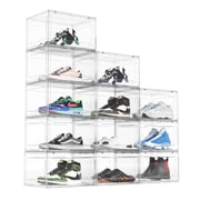 Joyeen 12 Pack Clear Shoe Boxes with Lids, Plastic Stackable Shoe Bins