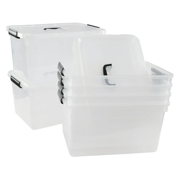 Joyeen 17.5 Quart Clear Plastic Storage Boxes with Lids, 6 Pack Plastic Latch Box with Handle
