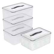 Joyeen 4 Pack 15 L Airtight Rectangular Food Storage Container, Clear Plastic Gasket Storage Box with Lid