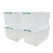 Joyeen 4 Pack 35 Quart Clear Latch Lidded Box, Clear Plastic Storage Totes with Lids