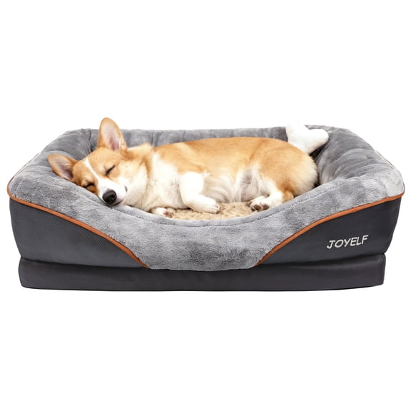 JOYELF Medium Memory Foam Dog Bed, Orthopedic Dog Bed & Sofa with Removable Washable Cover and Squeaker Toys as Gift